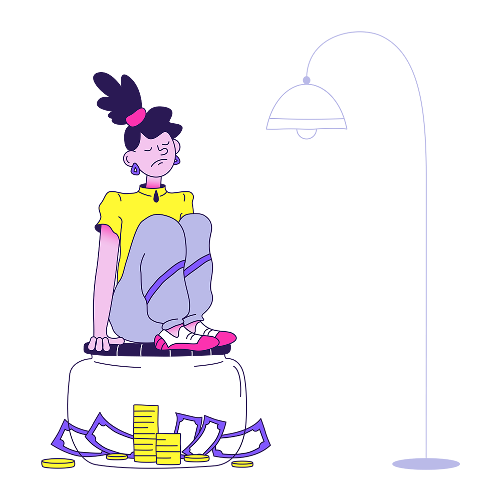businesswoman worries about her savings